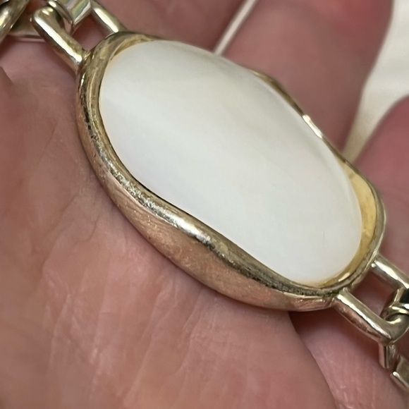 Vintage MCM Natural Wood And Milky Opalescent Chain Bracelet - Picture 14 of 16